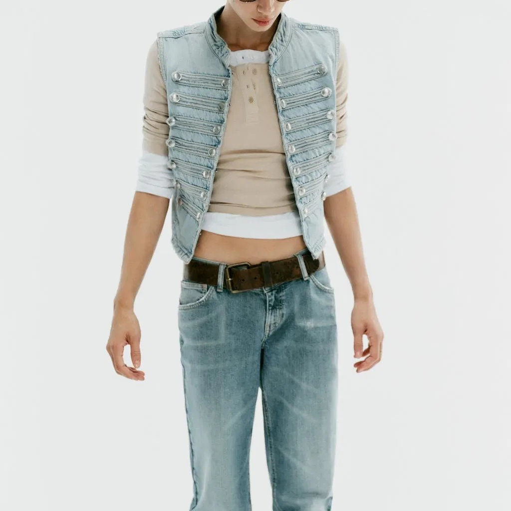Женский топ без рукавов Light Blue ZARA, Голубой — фото 4