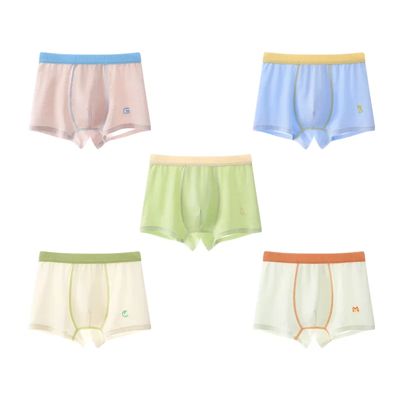 Детские боксеры для мальчиков с принтом 5 шт. Red bean, 5-pack [Avocado + Light Gray + Light Yellow + Light Blue + Light Green]