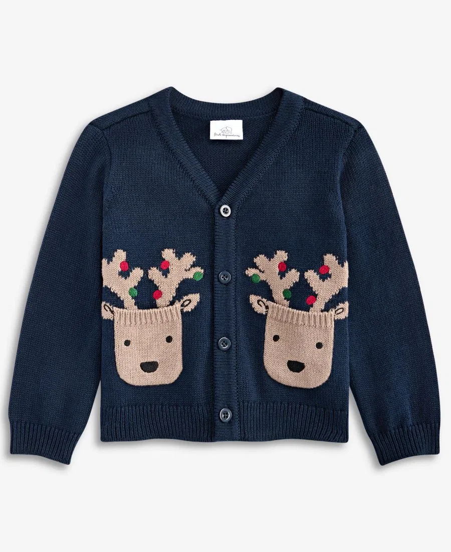 Детский кардиган с оленями First Impressions, Navy