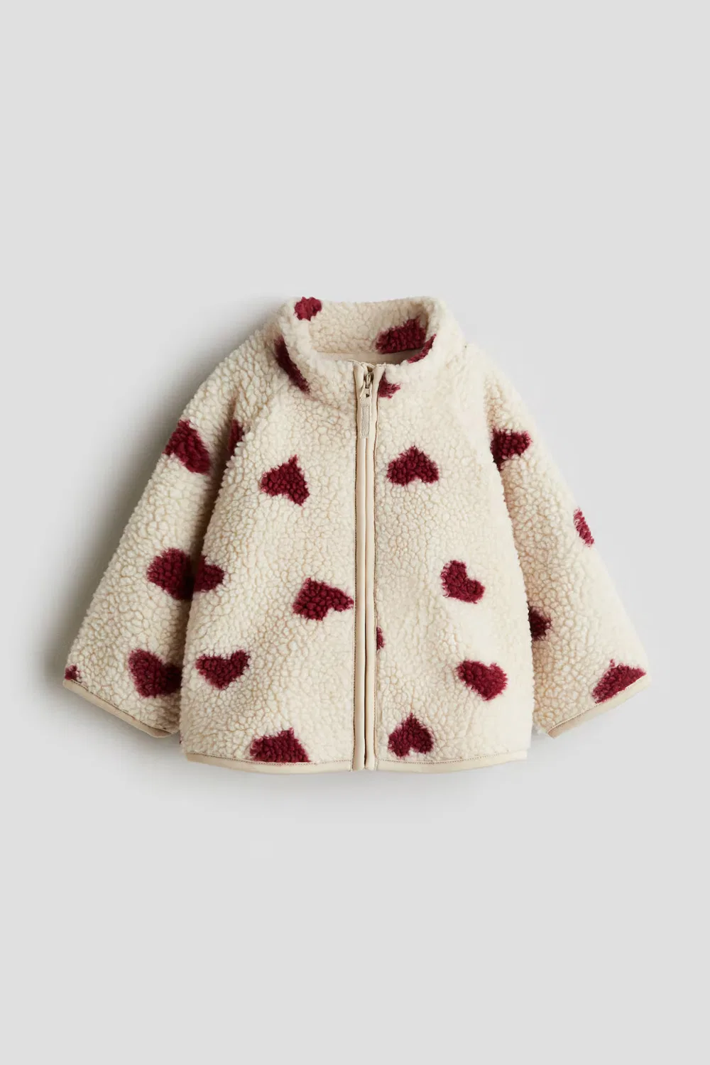 Куртка из плюшевого флиса с принтом H&M, Hellbeige/Herzen