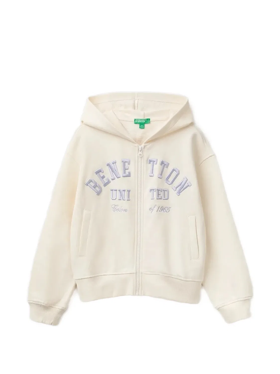 Худи на молнии белого цвета Benetton, белый