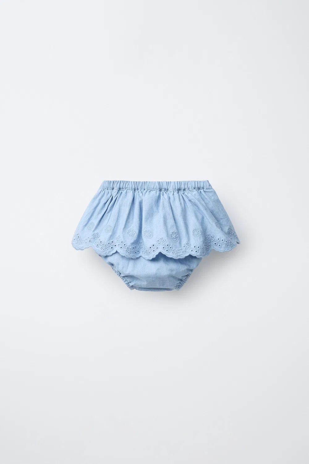 Джинсовая юбка-шорты с оборками ZARA, Mid-Blue — фото 2