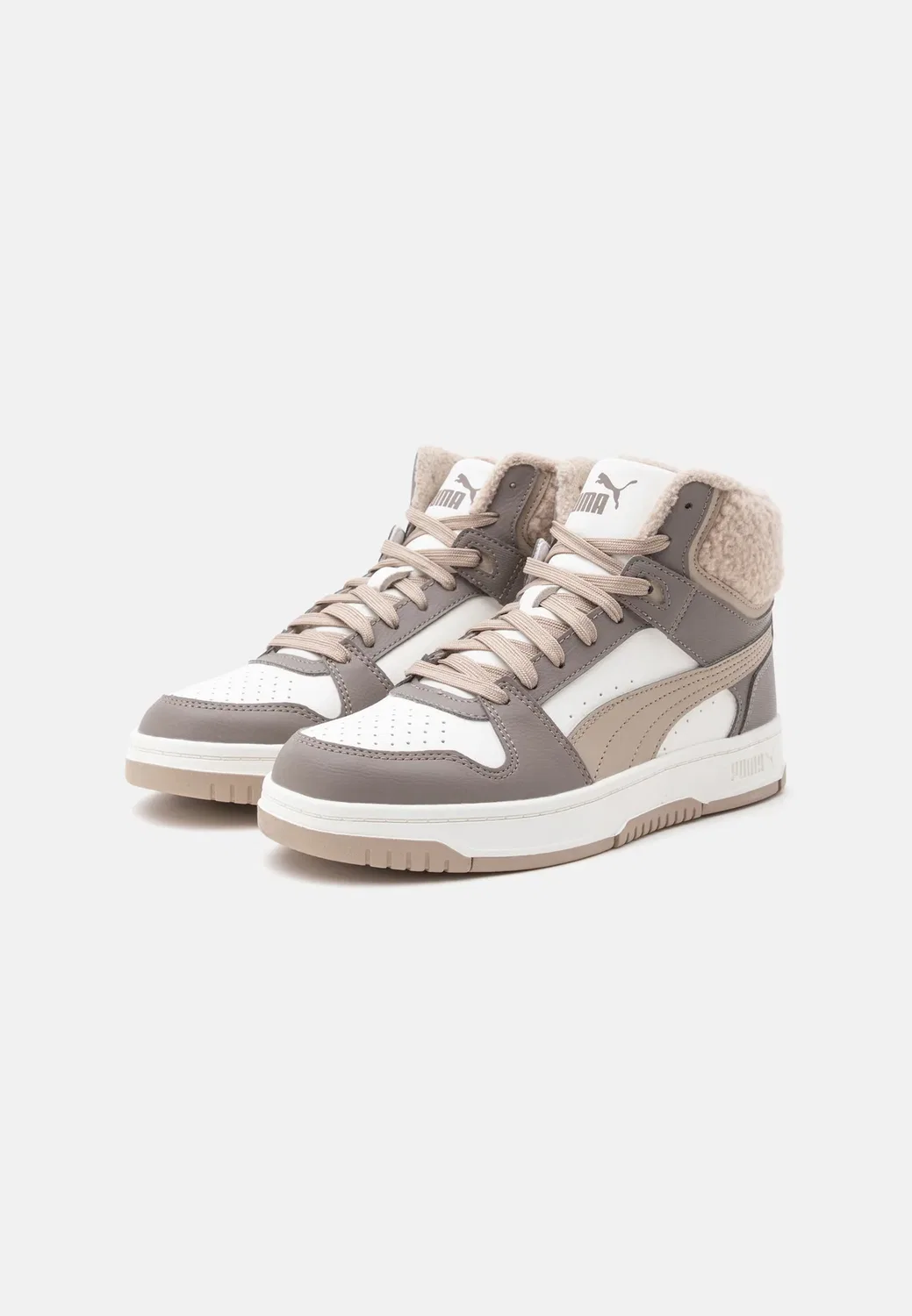Rebound slam mid cozy jr unisex - высокие кроссовки Puma, Mouse Gray/Birch/Warm White — фото 2