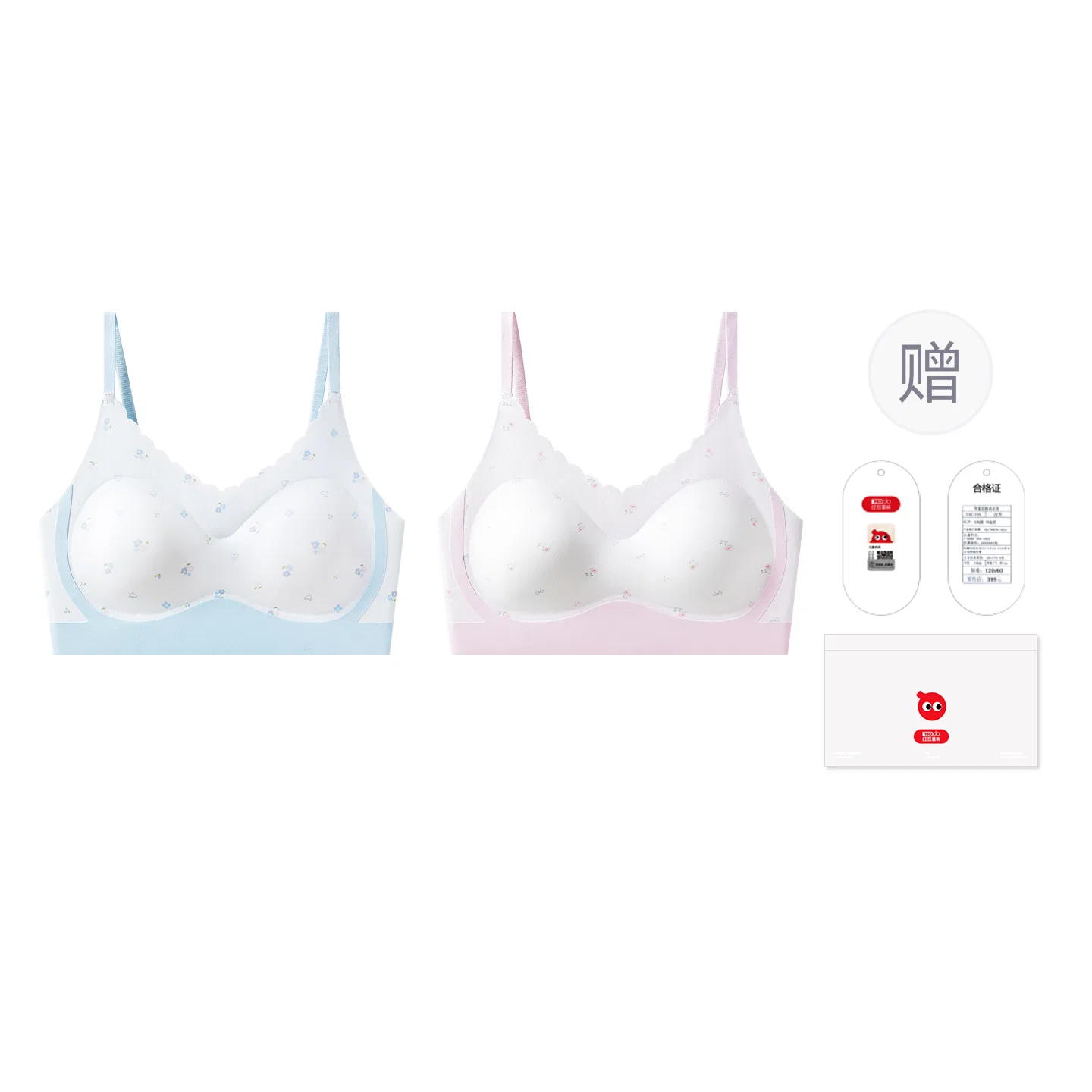 Детский бюстгальтер-топ для девочек без косточек Red bean, Blue Print Pink Print