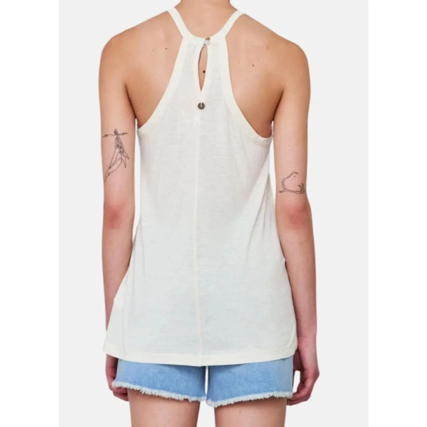Женская блуза на тонких бретелях с вышивкой SuperDry Vintage Jersey Lace Racer T-Shirt, Beige — фото 2