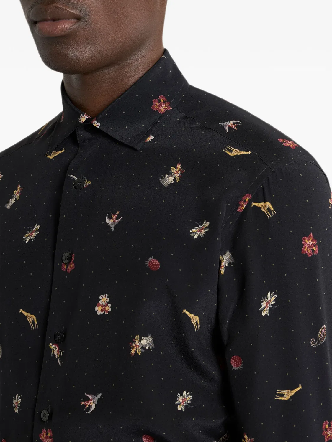 Шелковая рубашка, черная ETRO, черный — фото 4