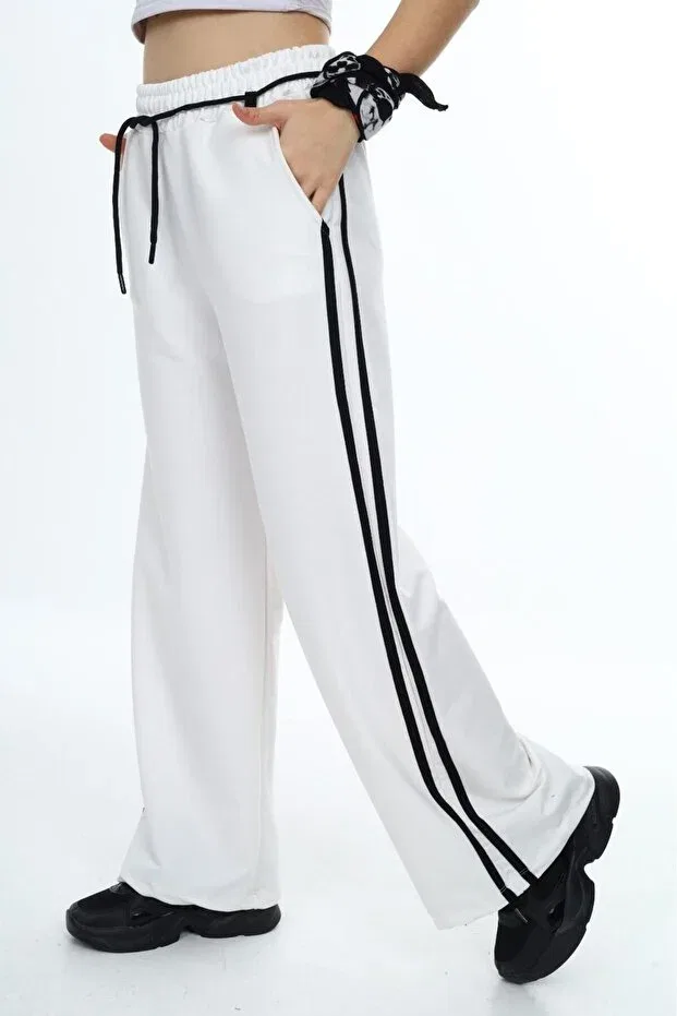 Детские спортивные штаны для девочек хлопковые Oversize Asortix, White — фото 3