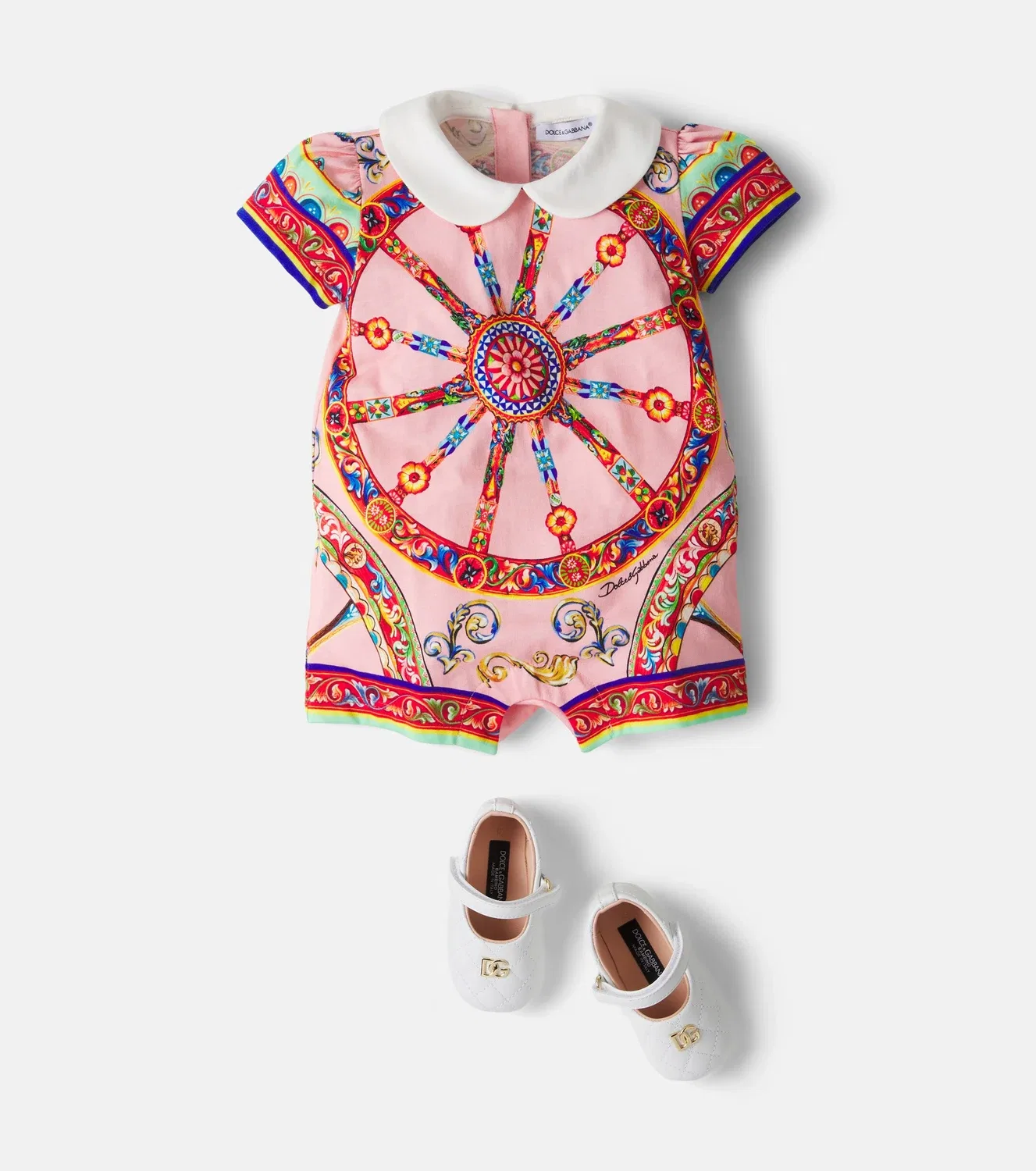 Комплект из комбинезона и повязки на голову из хлопка Baby Carretto Dolce&Gabbana Kids, розовый — фото 2