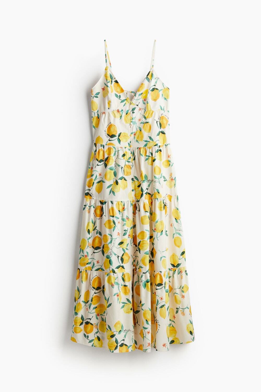 

Платье H&M Tiered Strappy Lemons, кремовый/желтый