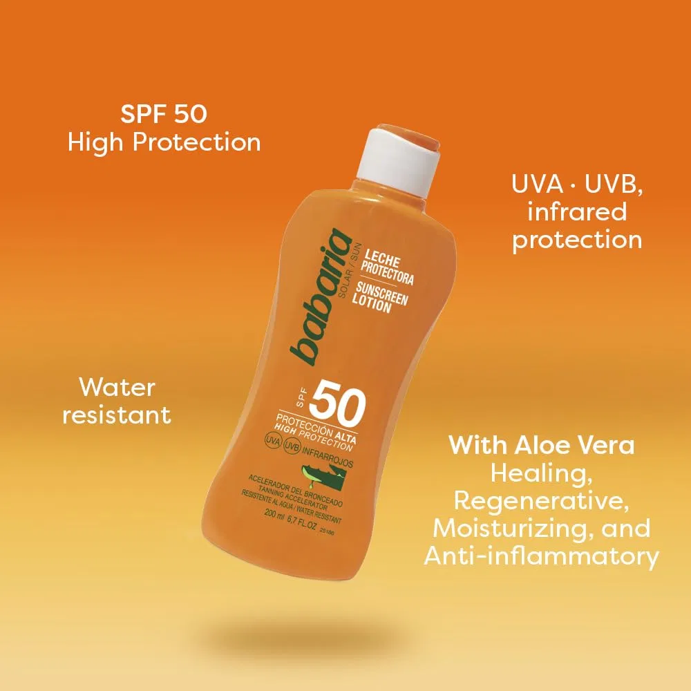 Солнцезащитный лосьон для тела Babaria SPF 50, 200 мл, White — фото 3
