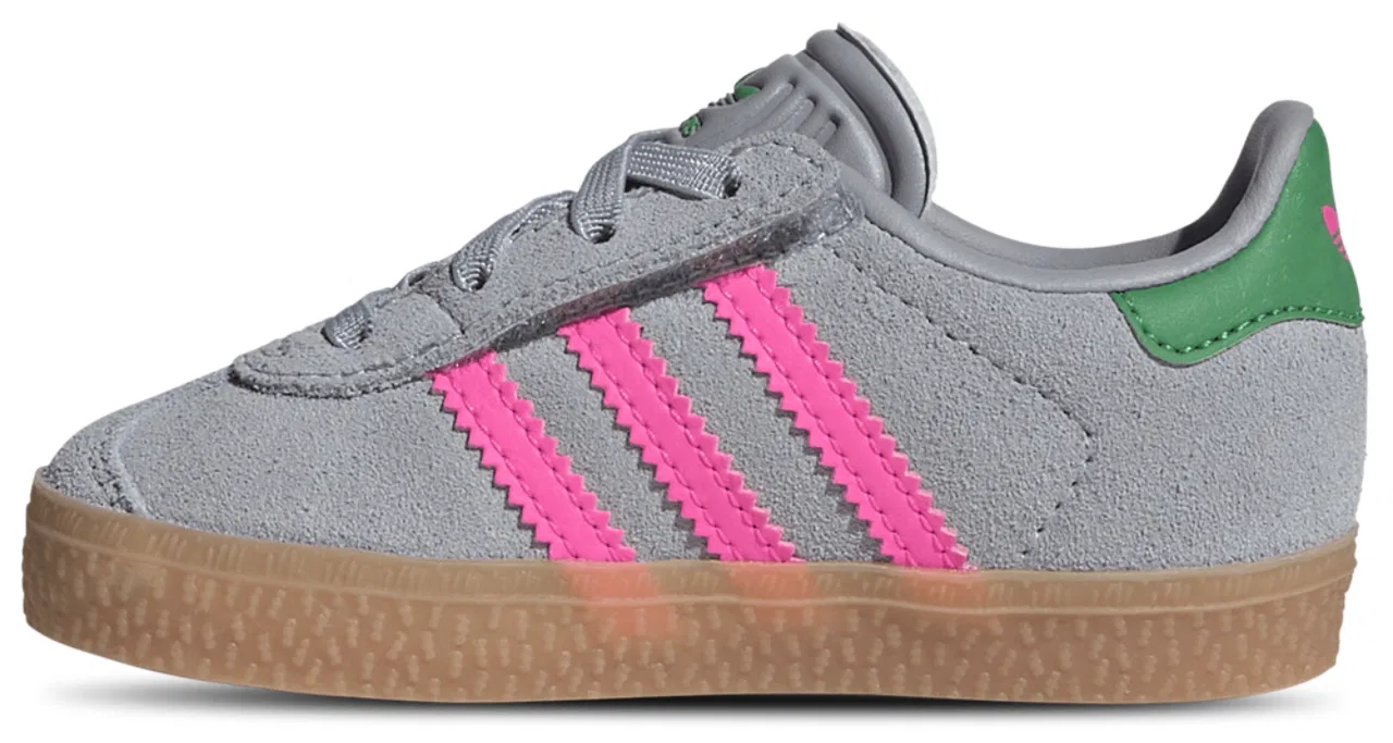 Кеды для девочек Gazelle Adidas, цвет Lucid Pink/Halo Silver/Green — фото 2
