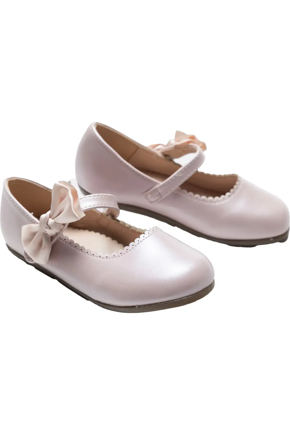 Детские туфли балетки на плоской подошве Satin Elodie Rhinestone Bow Tulleen, розовый