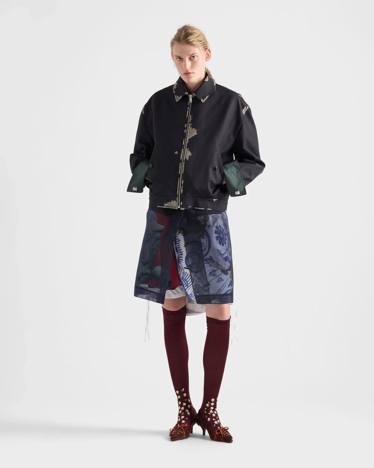 Легкая куртка из вытравленной ткани Prada, черный — фото 2