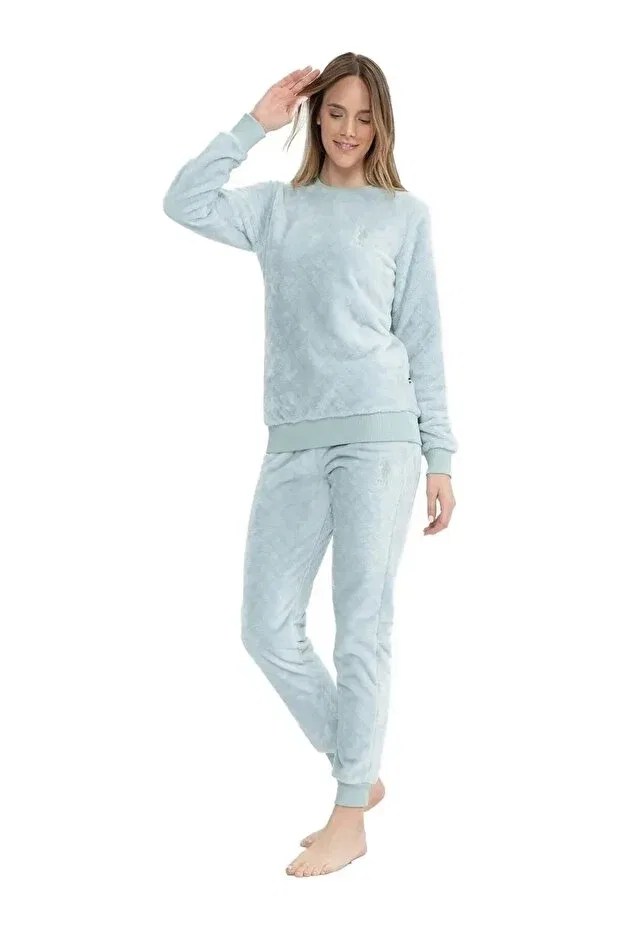 Женский комплект пижамы из флиса с длинным рукавом U.S. Polo Assn., Blue Blue — фото 2