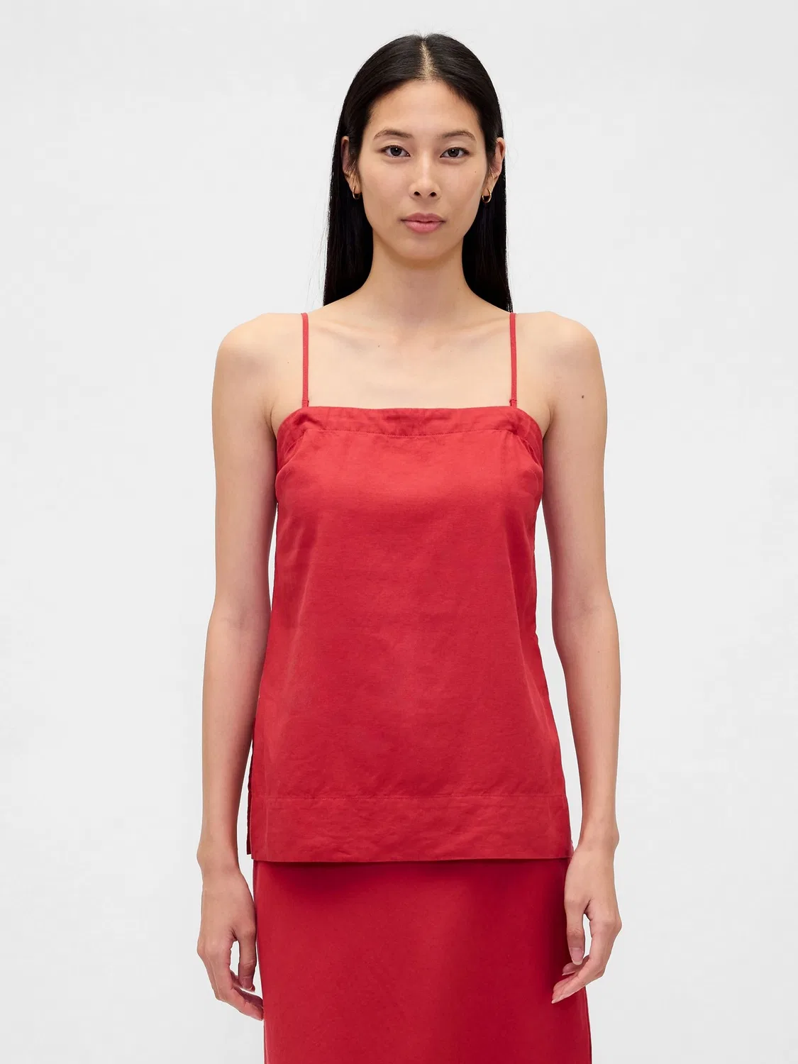 Топ Gap Red Linen-Blend Cami, красный