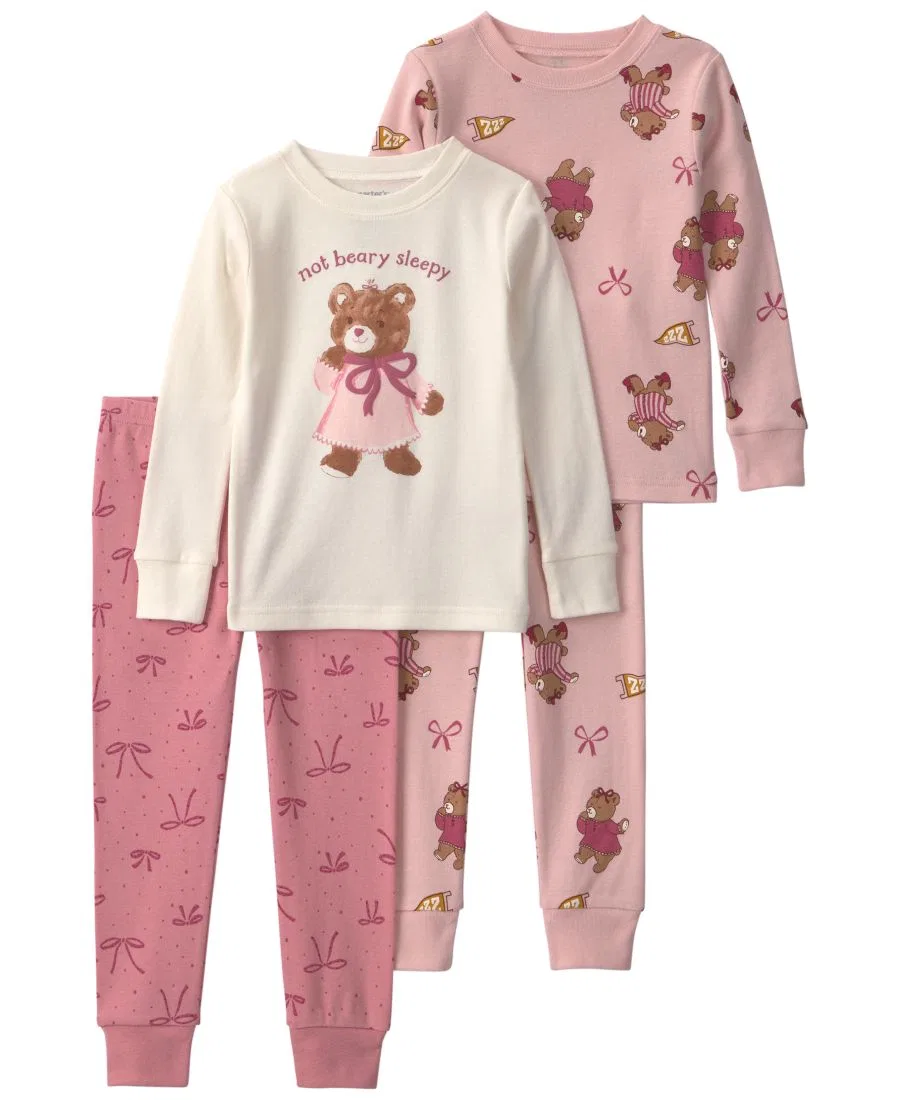 Комплект детских пижам Bear Varsity Carter's, Pink/Cream