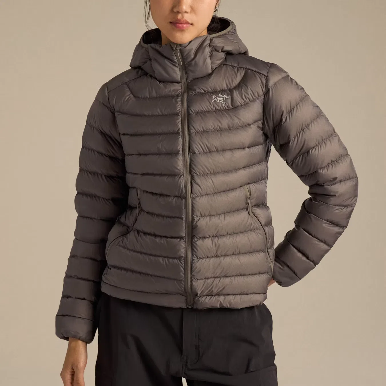 Женская куртка-пуховик с капюшоном Cerium Hoody Arcteryx, Misty Shadow Brown/Mongoose — фото 3