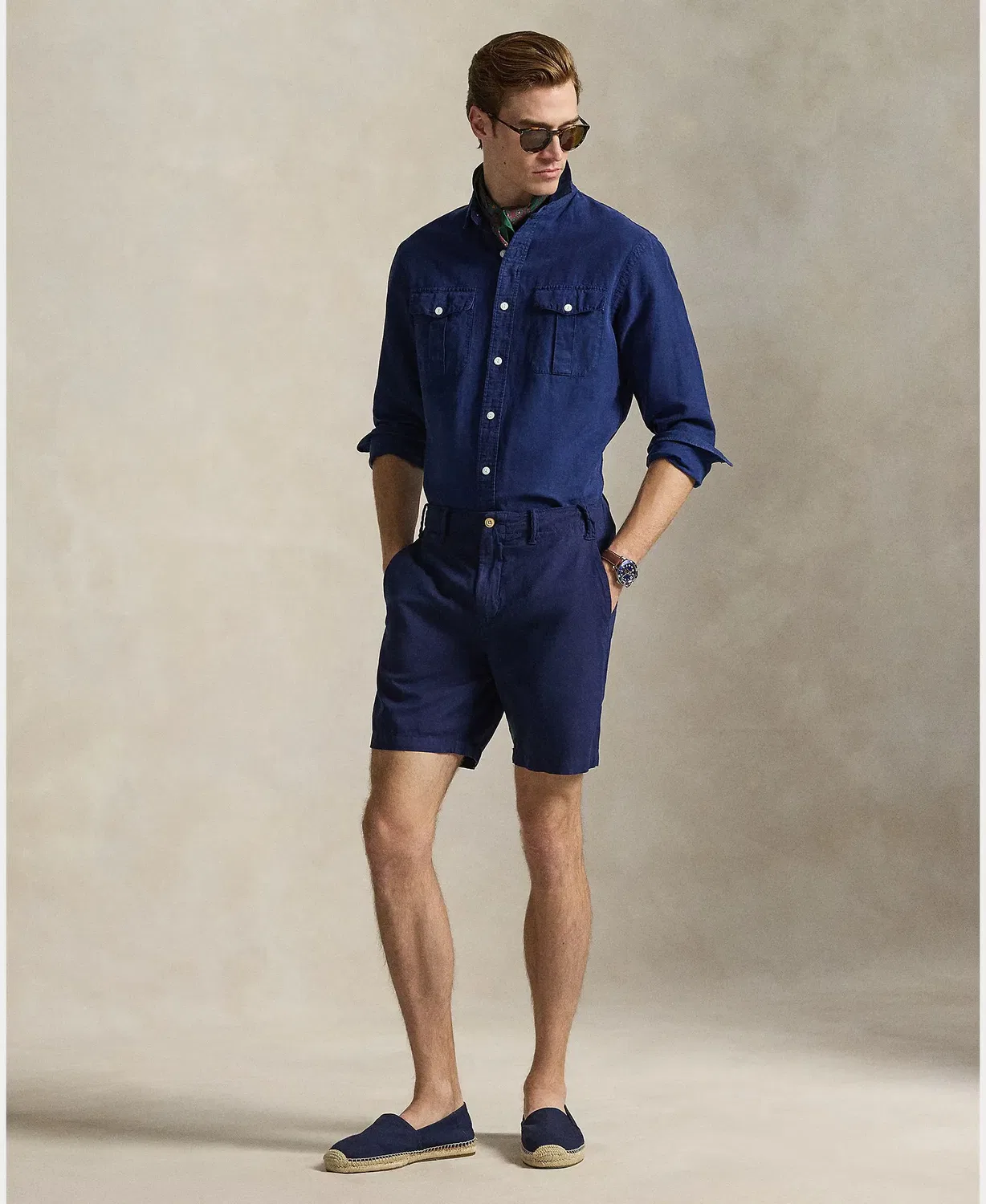 Мужские шорты чинос из льна и хлопка Polo Ralph Lauren, Azul Marino