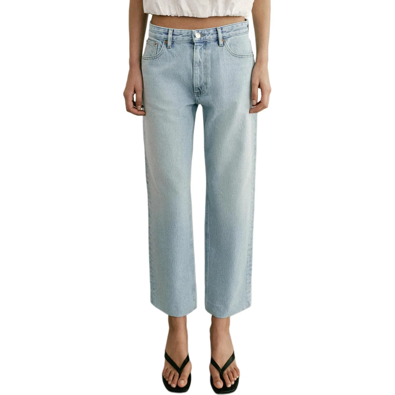 Женские джинсы прямого кроя Light Blue ZARA, Светло-синий — фото 4