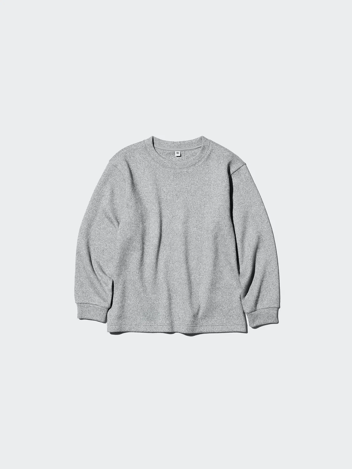 Футболка детская Uniqlo, с длинным рукавом, вязаный флис, серый