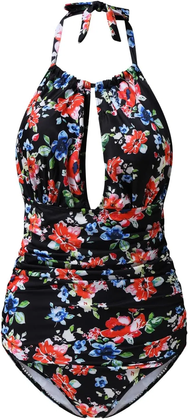 Женский слитный купальник с принтом Slimming Cutout, Pink