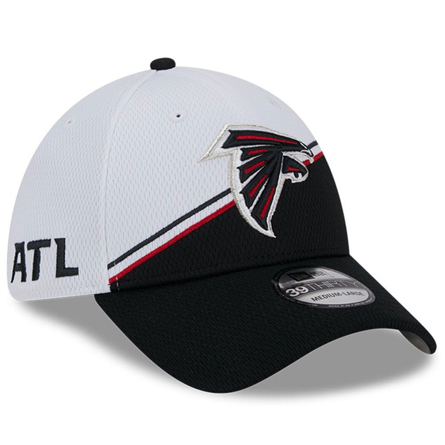 

Мужская кепка New Era белая/черная Atlanta Falcons 2023 Sideline 39THIRTY Flex Hat