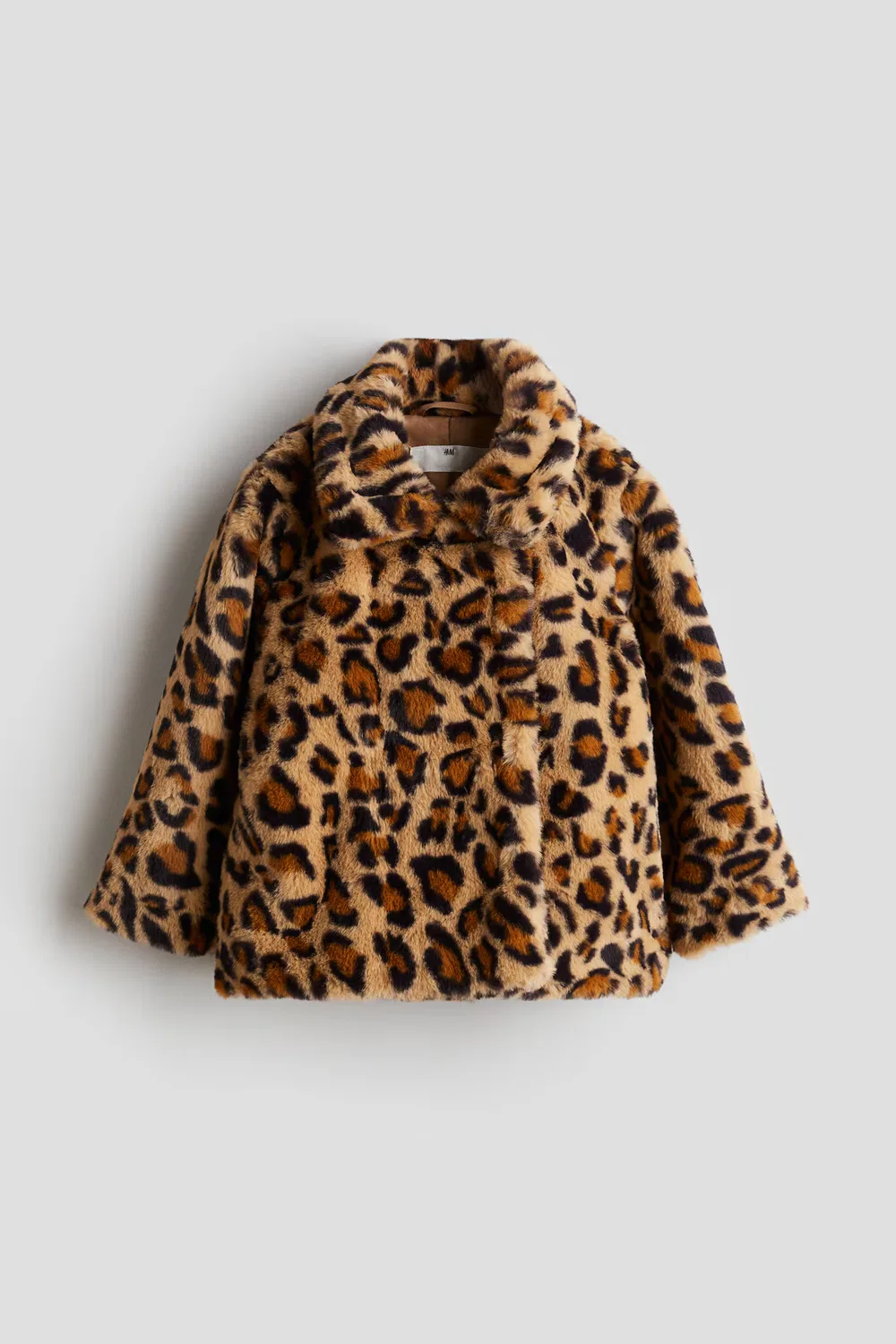Пушистая куртка H&M, Beige/Leopardenprint — фото 4
