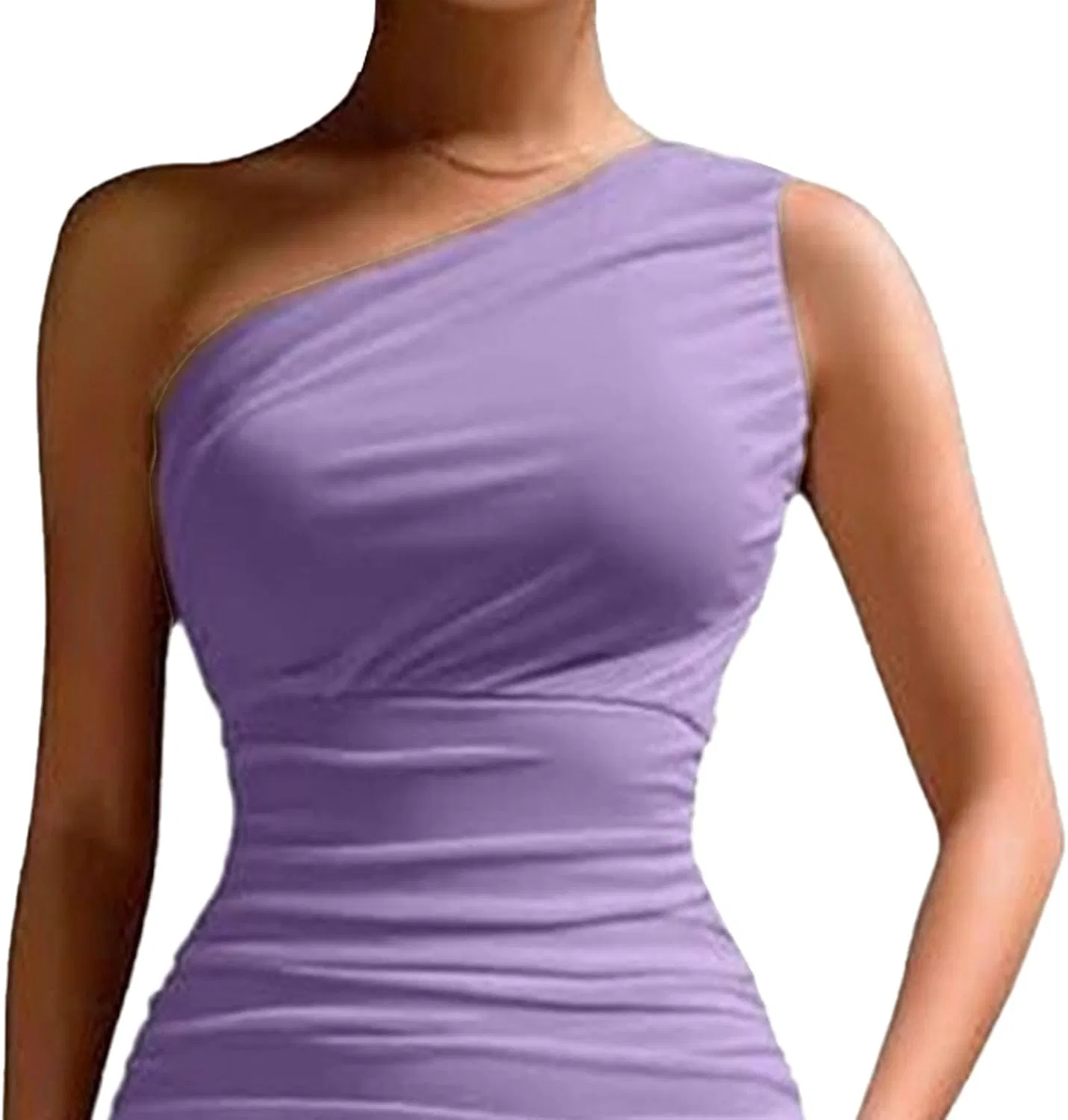Женское облегающее коктейльное платье с одним плечом, Light Purple — фото 3