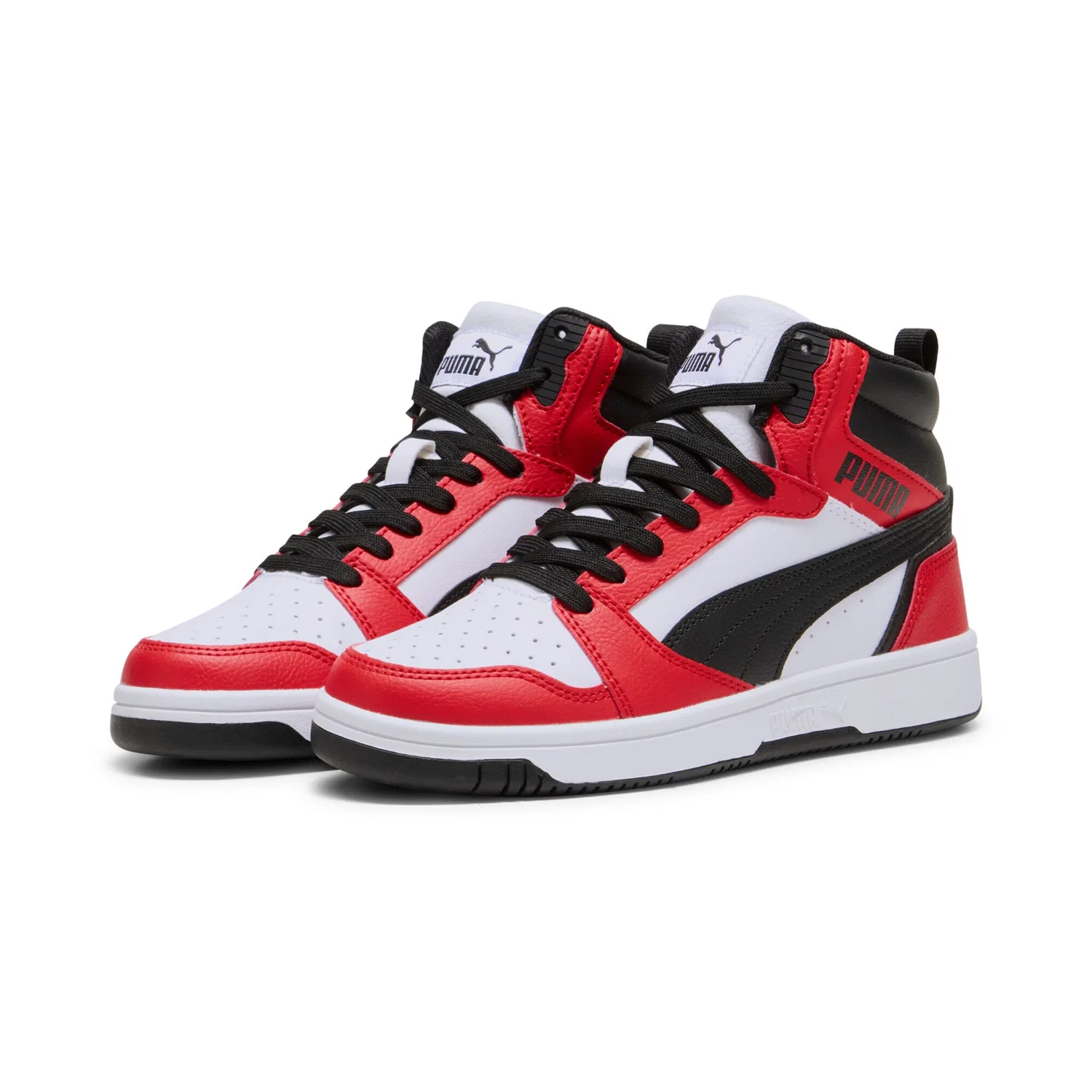 Детские кроссовки высокие с ретро-дизайном PUMA, White/Black/Red