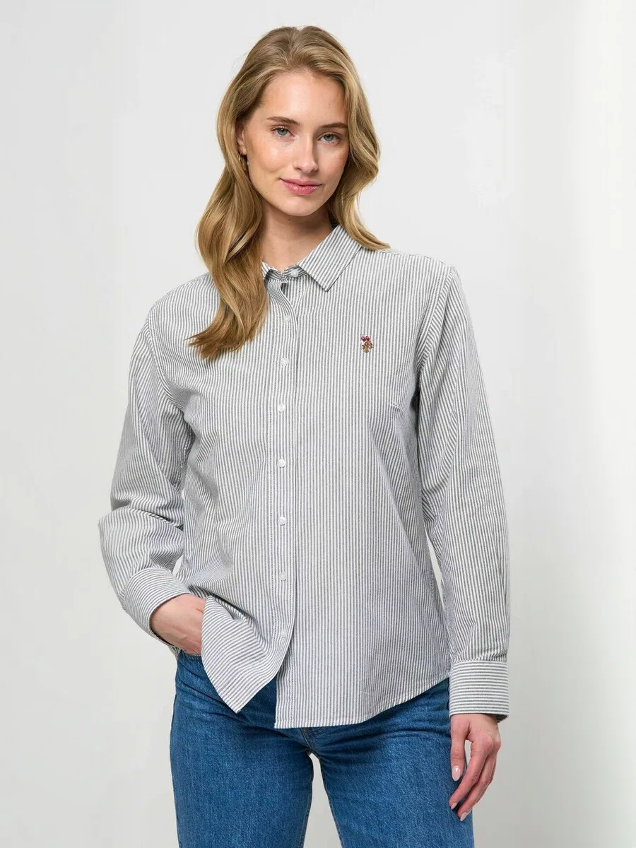Футболка U.S. POLO ASSN. 'UWGina Oxford' сапфирового цвета — фото 2
