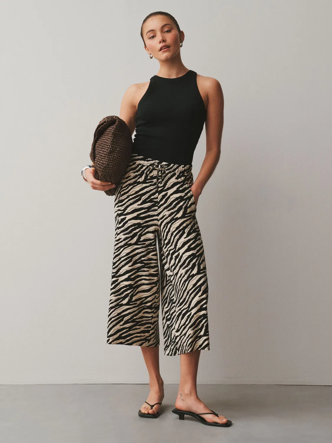 Джерси-кюлоты с принтом, Zebra Next, Black/Ecru Zebra