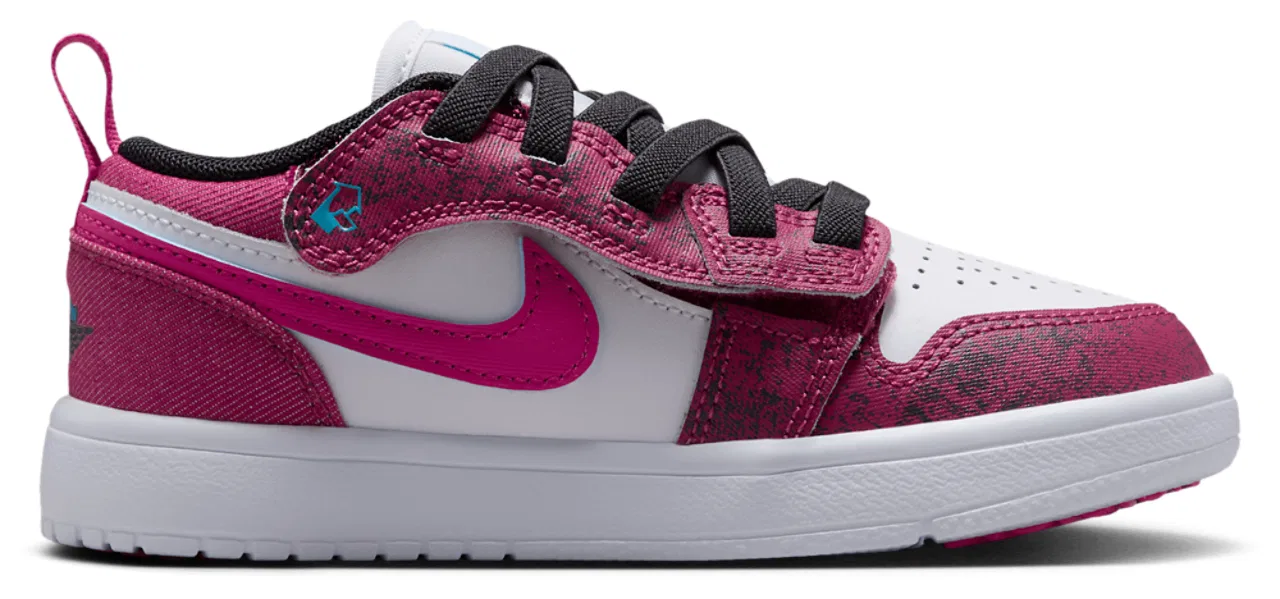 Детские кроссовки для девочек с ремешком на липучке Jordan 1 Low Alt SE FEM, Jordan, Pink/Black/White
