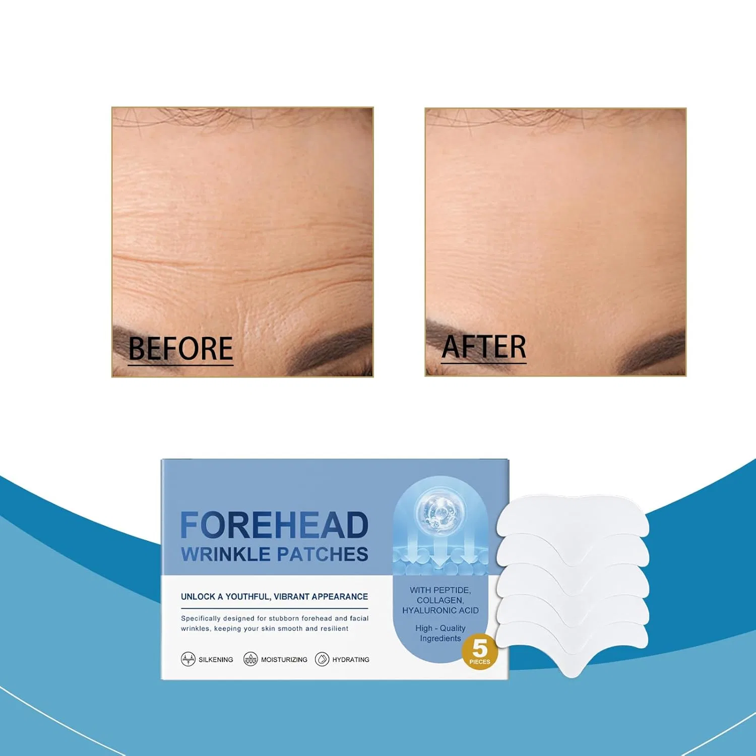 Патчи для лица от морщин на лбу, Silicone Face Tape, 15 шт, 2 Box-10 Pieces Generisch — фото 3