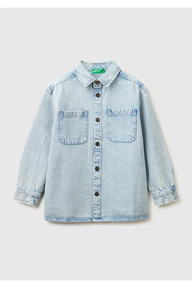 Детская рубашка для мальчиков джинсовая United Colors Of Benetton, Ice Blue