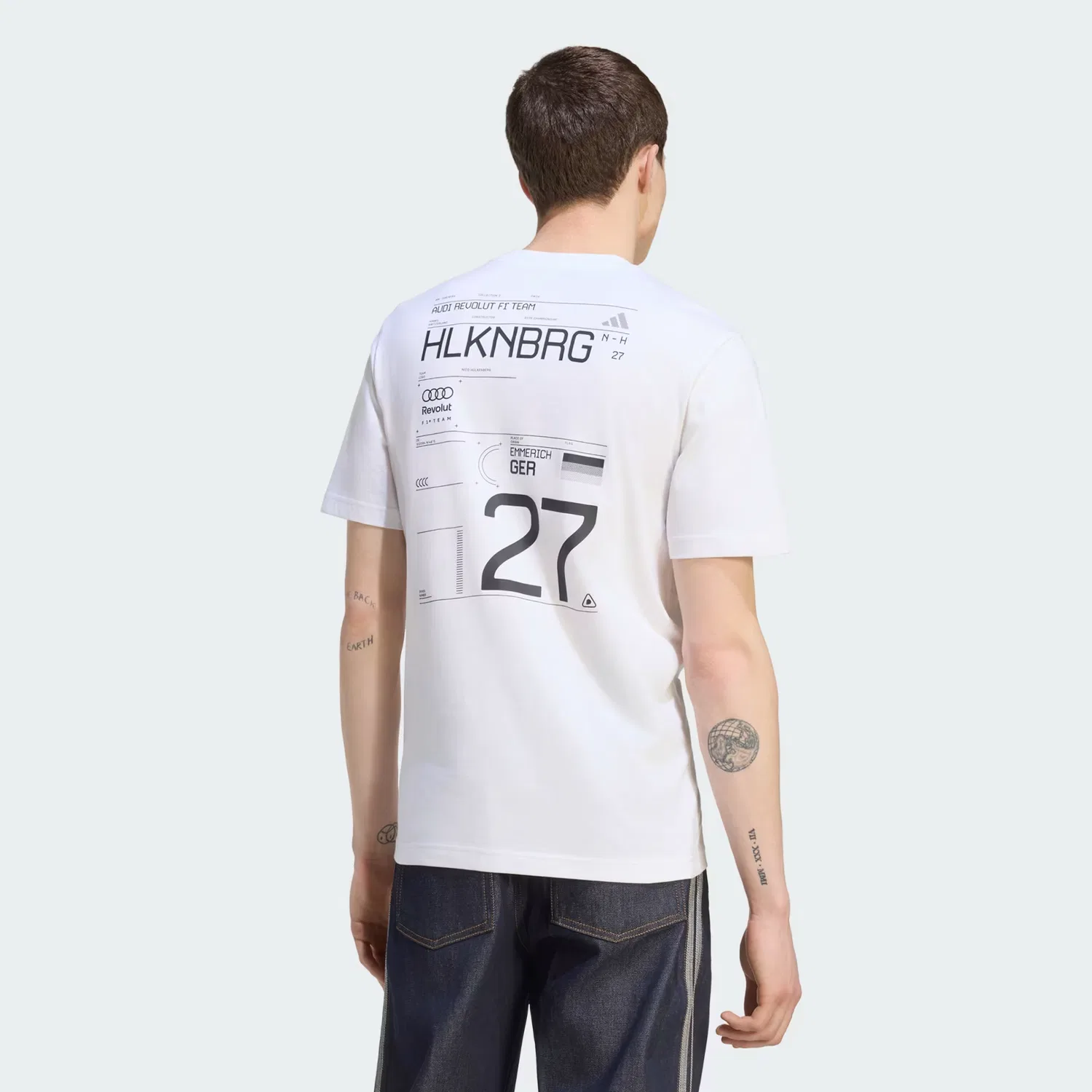 Мужская футболка с графическим принтом Audi Revolut F1 Team Nico Hulkenberg Graphic II Adidas Performance, белый