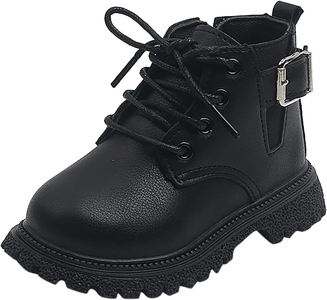 Детские ботинки для девочек на шнуровке с боковой молнией Zzalalana, Black