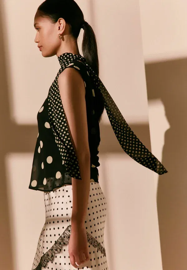 Блуза с узором в горошек Blouse Next polka dot, черный — фото 4