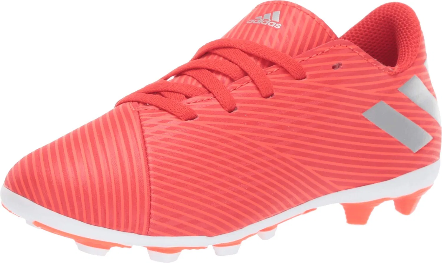 Детские бутсы футбольные для мальчиков Nemeziz 19.4 Firm Ground Adidas, Rosso Attivo Argento Metallizzato Rosso Solare