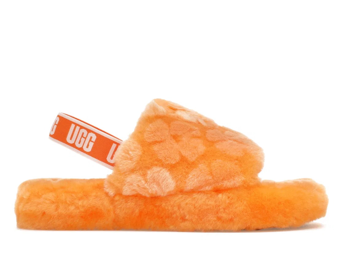Детские сандалии-слайды с мехом UGG Fluff Yeah Poppy Slide, California Poppy Orange
