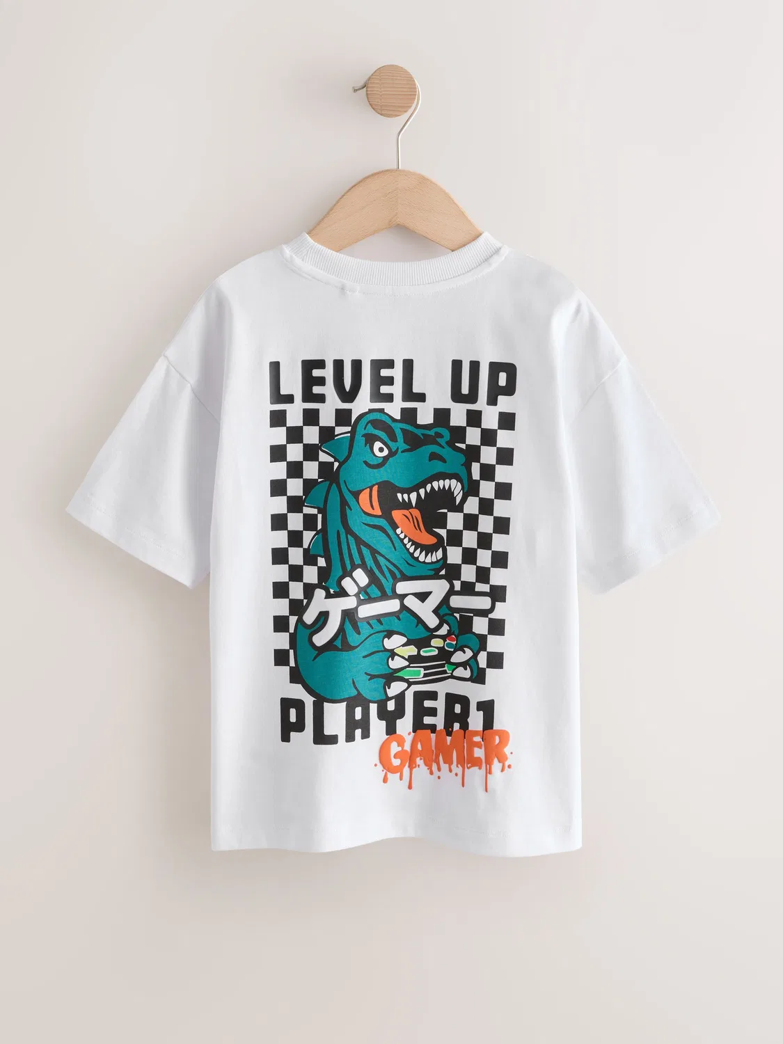 Футболка с динозавром, Relaxed Fit Next, белый/зеленый — фото 2
