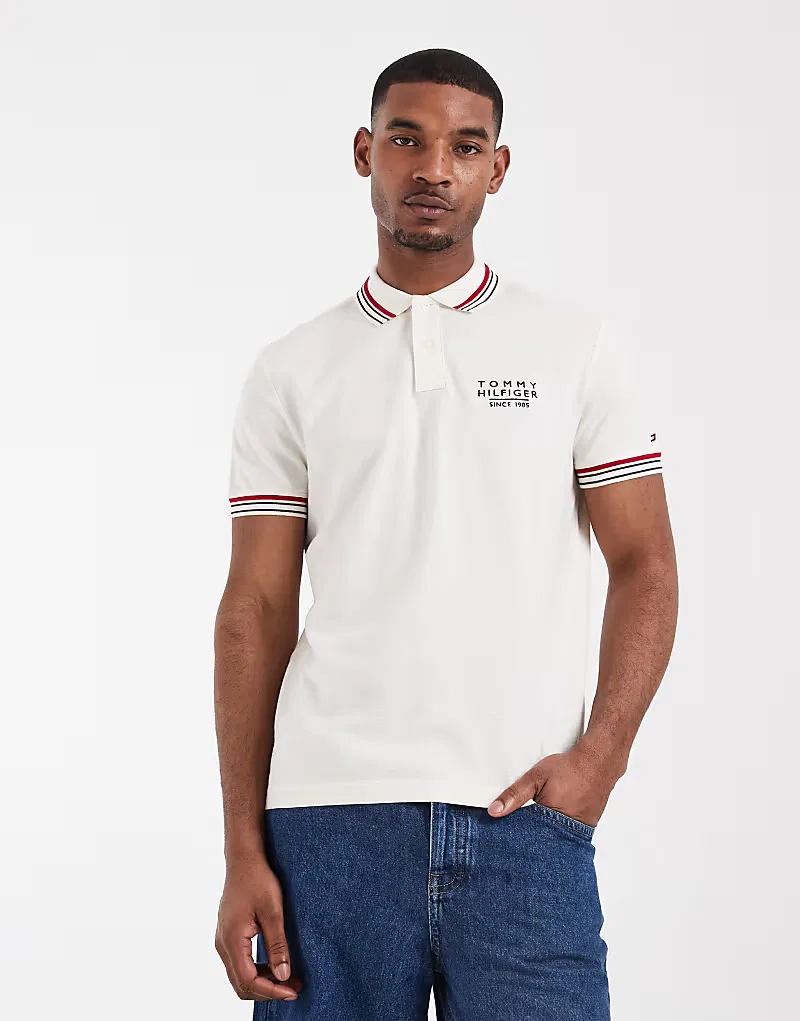 Поло с окантовкой на воротнике и манжетах Tommy Hilfiger, белый — фото 2