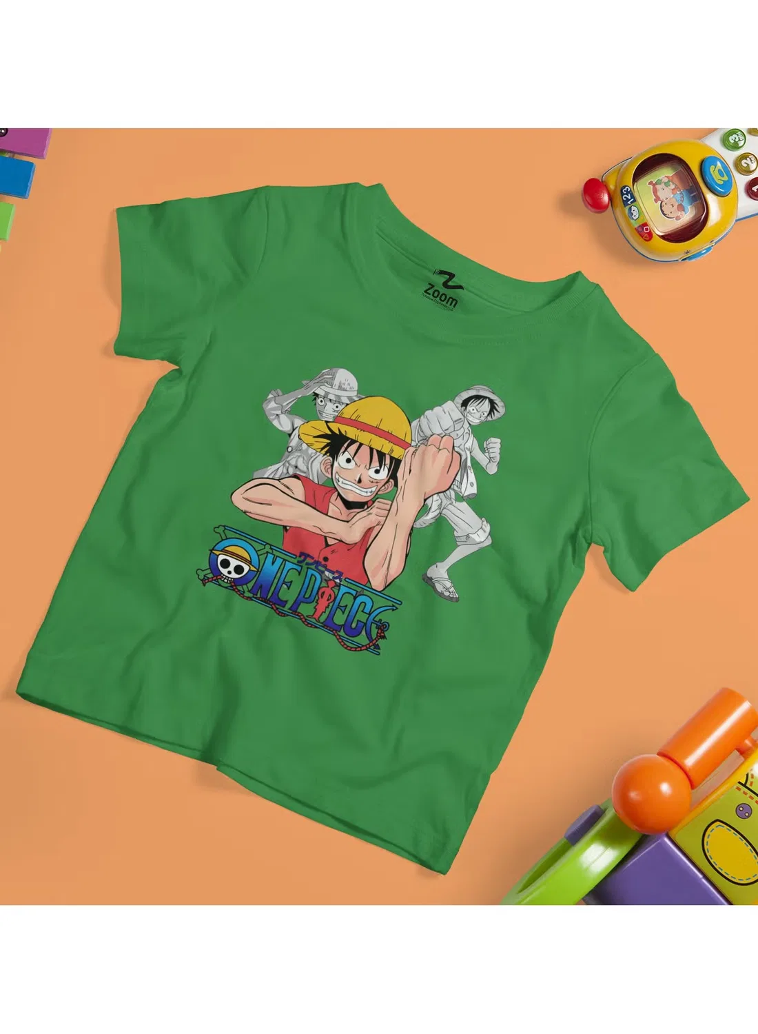 Футболка с принтом Captain Luffy King of the Pirates One Piece Zoom, зеленый