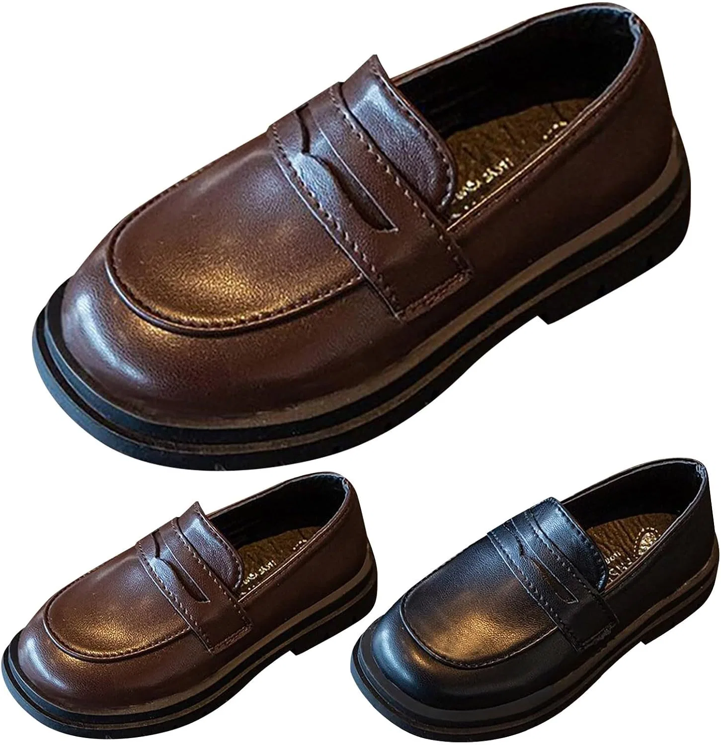 Детские туфли-лоферы для девочек с принтом Penny Loafers, Brown — фото 3