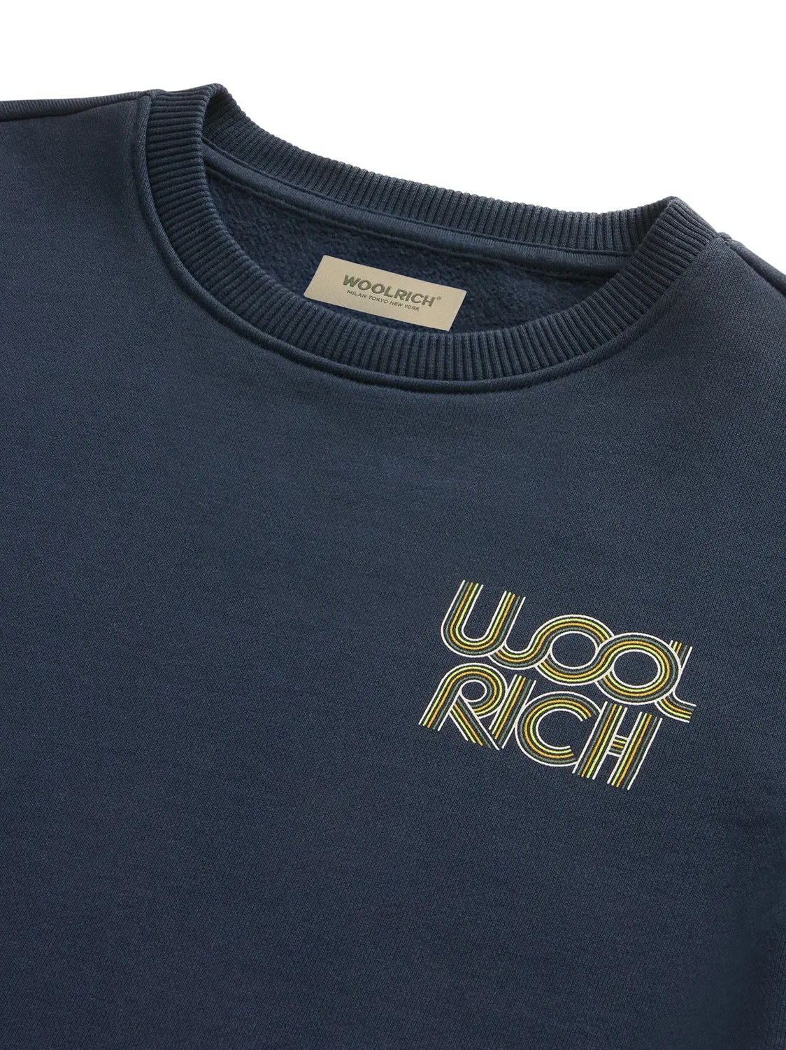 Свитшот с логотипом и флисовой подкладкой Woolrich, темно-синий — фото 3