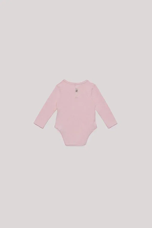 Детское боди-комбинезон для девочек с длинным рукавом Tyess Basic, Pink — фото 2