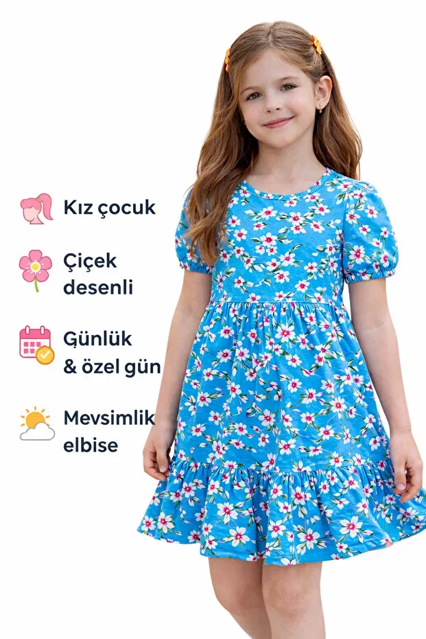 Детское платье для девочек с принтом Basics Zermini, Blue — фото 2