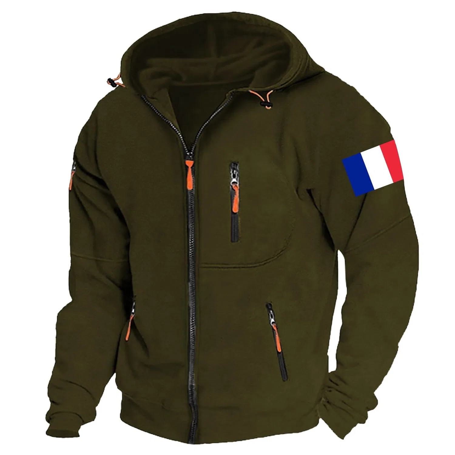 Мужское худи с молнией и карманами, чёрное, UK Sizes, Z4-ag3 — фото 3