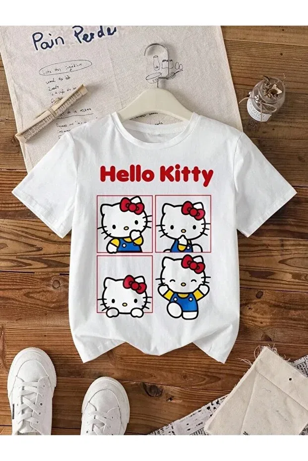 Детская футболка с принтом Hello Kitty Svart Wear, White