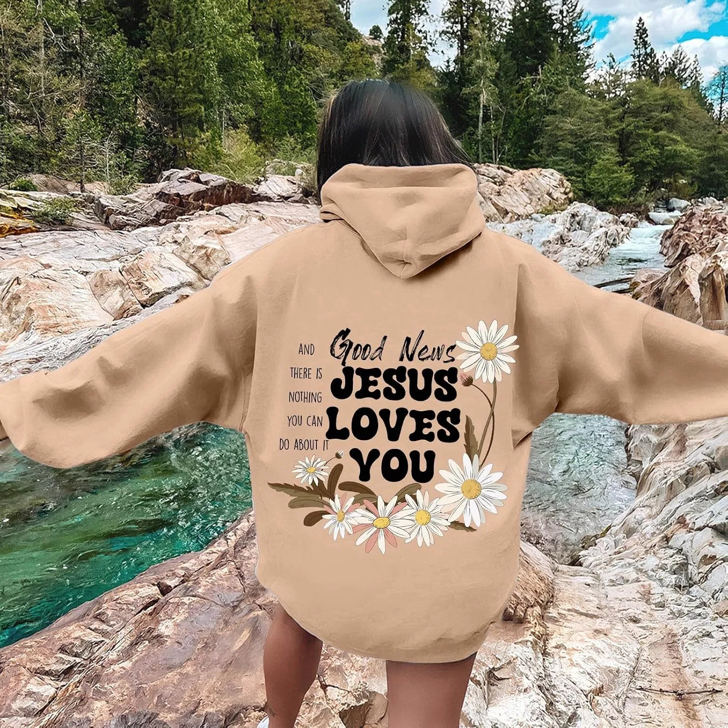 Женское худи с принтом, Graphic Hoodies, хаки — фото 2