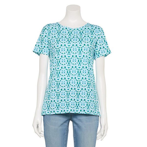 

Футболка Petite Essential Crewneck Croft & Barrow, Blue Geo Tile